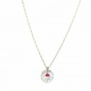 Hammered Disc & ruby on 16″ chain