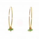 14k gold 1″ hoop earring with emerald cluster