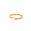 “Une” (Wave) 14k gold ring with diamond